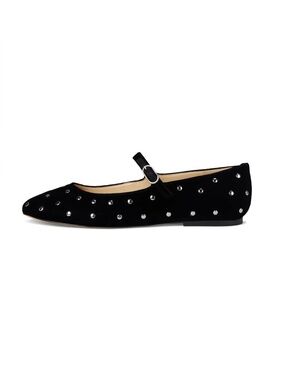 Marc Fisher - Elizza Women’s Velvet Mary Jane Flats - Black Size 6.5